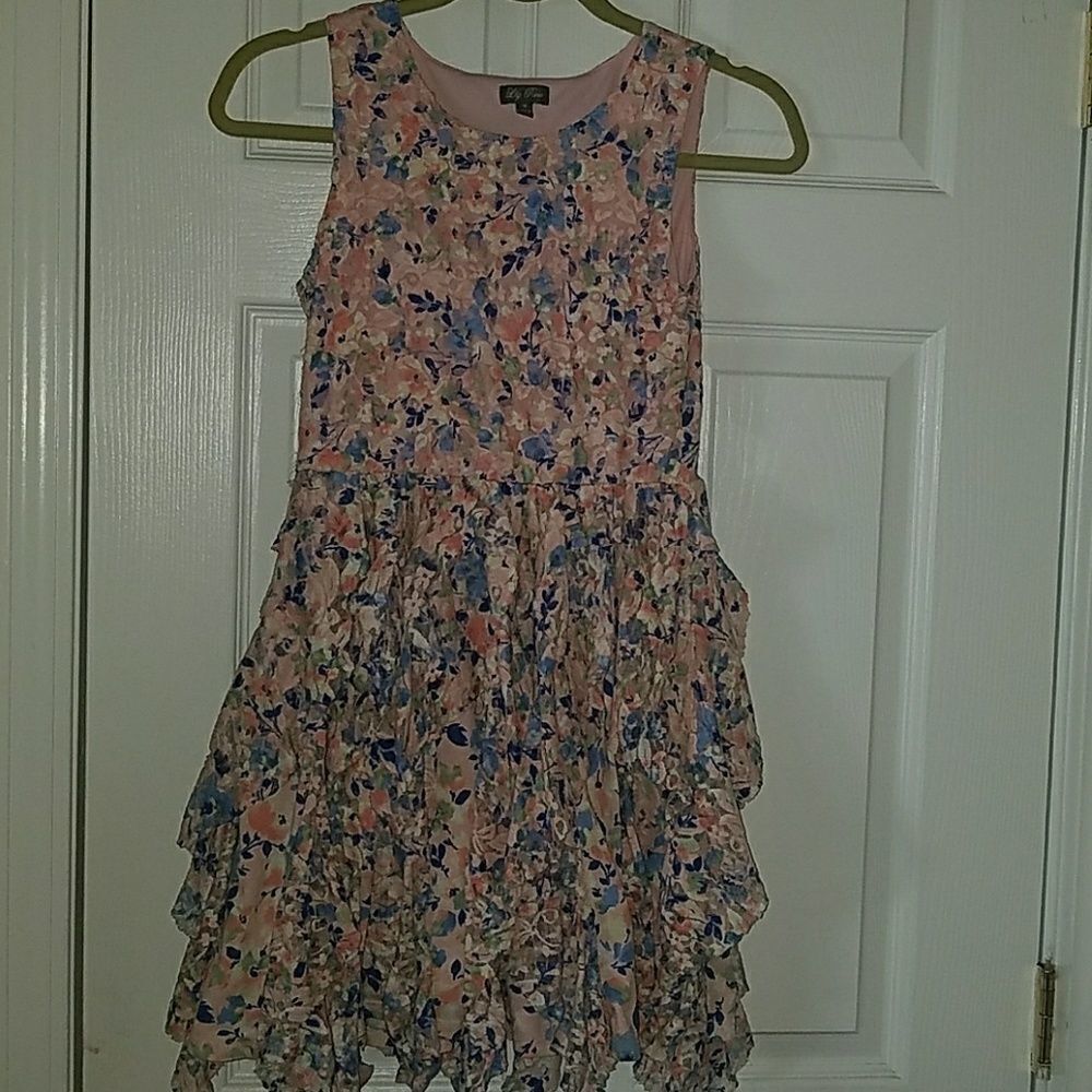 Lily Rose Girls Easter  floral dress Sz. 14 EUC